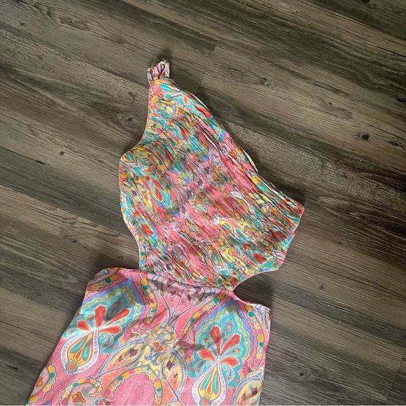 Shruti Sancheti Jumpsuit Women's L/XL Multi-Colored Wide Leg Paisley *ALTERED* - Picture 3 of 10